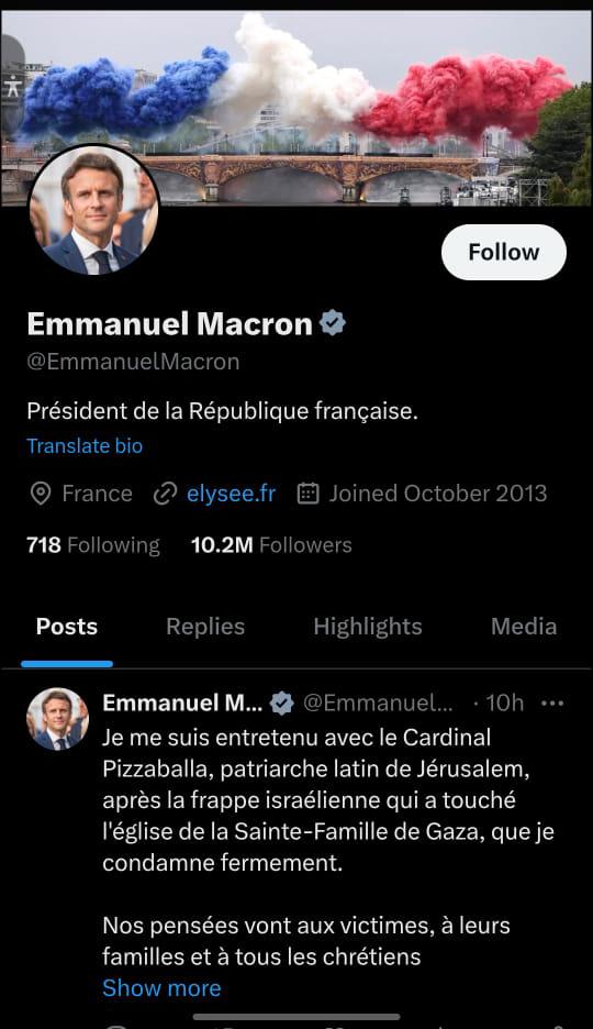 Le président français: De Gaza à Taybeh, les chrétiens font face à une menace existentielle.